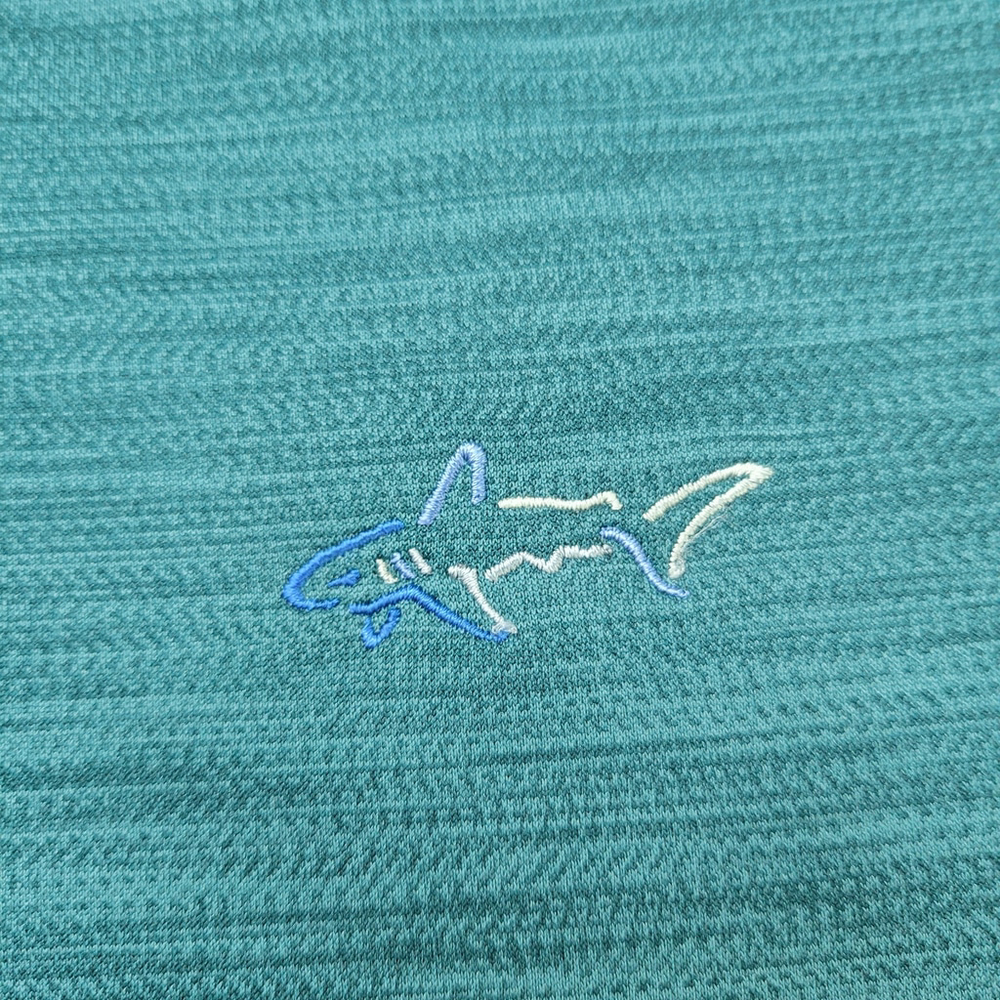 Greg Norman 1/4 Zip Pullover Shirt Men Size XL Green Striped Golf Shark Logo - Picture 4 of 9